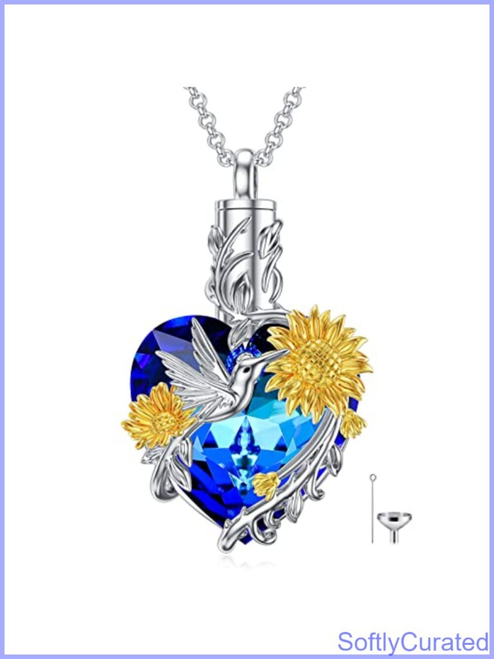 925 Sterling Silver Urn Necklace for Ashes Hummingbird Memorial Pendant